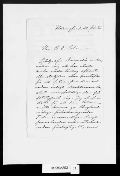 TKK/Sc203, Schultén, Hugo af, 22.2.1883