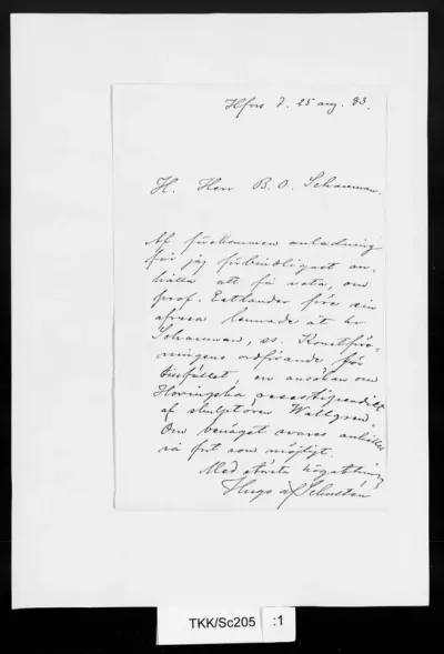 TKK/Sc205, Schultén, Hugo af, 25.8.1883