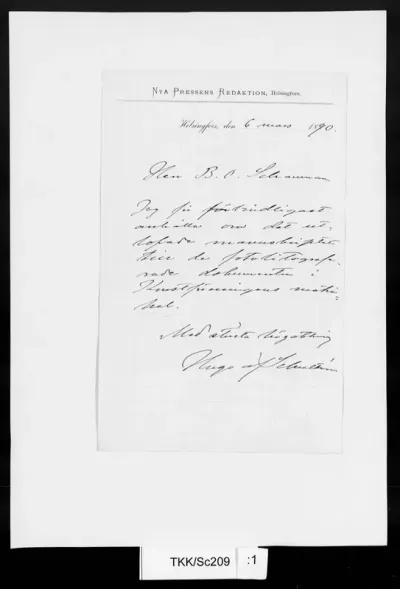 TKK/Sc209, Schultén, Hugo af, 6.3.1890
