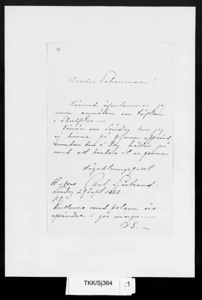 TKK/Sj364, Sjöstrand, Carl Eneas, 29.9.1883