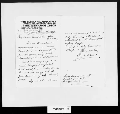 TKK/St569, "The Studio" Office / Holme, Charles, 06.06.1909