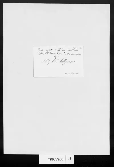 TKK/Va68, Vallgren, Ville, [7.1.1887?], käyntikortti
