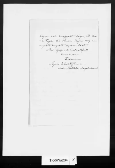TKK/Wa204, Wasastjerna, Sigrid, 25.01.1902