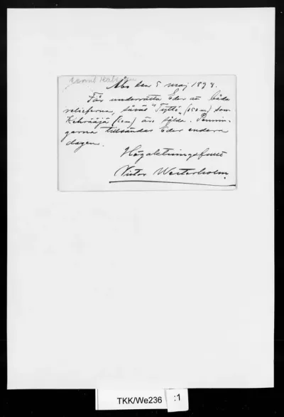 TKK/We236, Westerholm, Victor, 5.5.1898