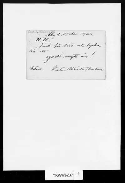 TKK/We237, Westerholm, Victor, 27.12.1900
