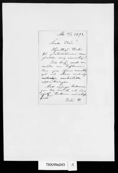 TKK/We243, Westerholm, Victor, 23.3.1893