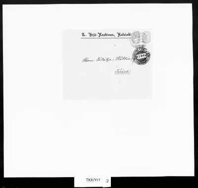 TKK/Yr1, Yrjö-Koskinen, Yrjö Sakari [Forsman, Georg Zacharias], 20.01.1902