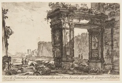 To groteske figurer dyster med river, ridende på en tohovedet gås og en krebs
