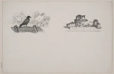 To illustrationer til W. Hey, "Halvthundrede Fabler for Børn"