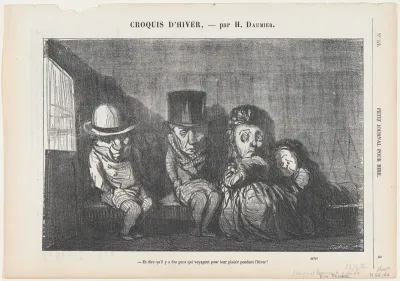 To imagine that there are people who even travel in winter for fun and enjoyment!, from 'Winter sketches,' published in Le Petit Journal pour Rire, December 3, 1864