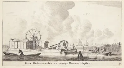 To opmudringsfartøjer. En moddermolen og en modderschuiten