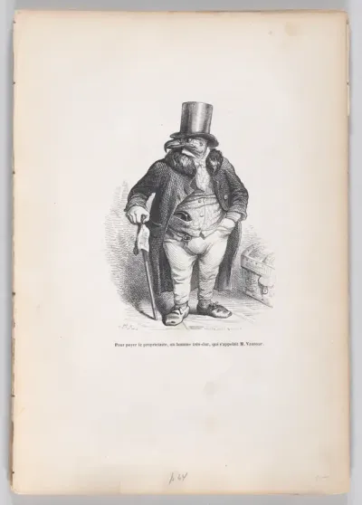 To pay the landlord, a very harsh man, whose name was M. Vautour, from "Scenes from the Private and Public Life of Animals"