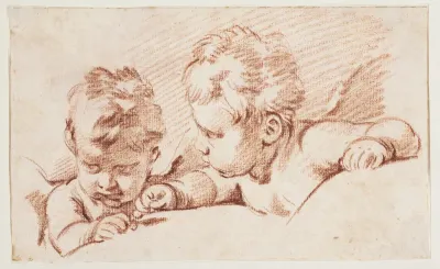 To putti. Udkast til dørstykke på Amalienborg