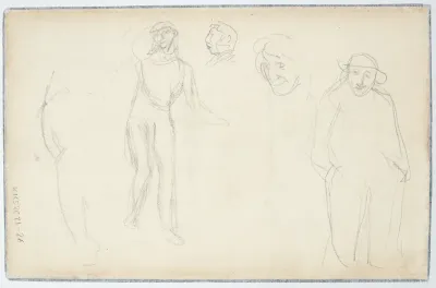 To stående mandsfigurer, to hoveder