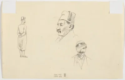 To studier af hoveder og en figurstudie