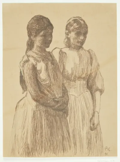To unge piger. Studie til maleriet "Bal i en provinsby" (Gøteborg kunstmuseum)