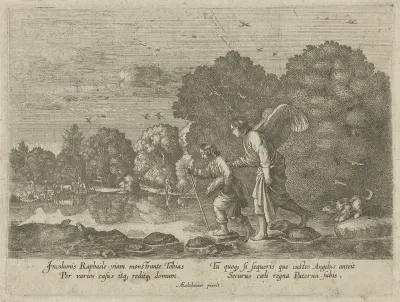 Tobias en de engel bij een rivier