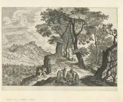 Tobias en de engel in een landschap