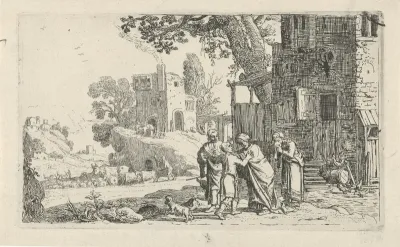 Tobias en de engel nemen afscheid van Tobit en Anna