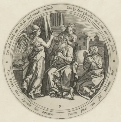 Tobias geneest de blinde Tobit