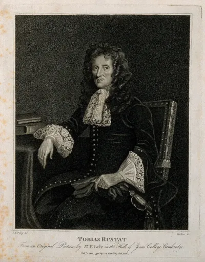 Tobias Rustat. Stipple engraving by W. N. Gardiner, 1796, after S. Harding after Sir P. Lely