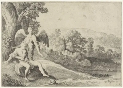 Tobias schrikt van de vis