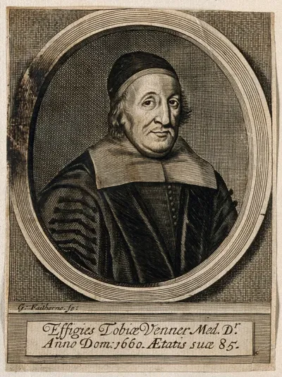 Tobias Venner. Line engraving by W. Faithorne, 1600
