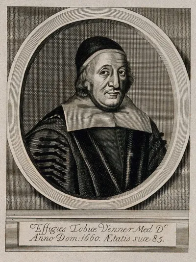 Tobias Venner. Line engraving by W. Richardson, 1801, after W. Faithorne, 1660