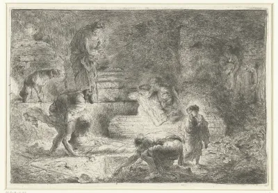 Tobit begraaft de dode