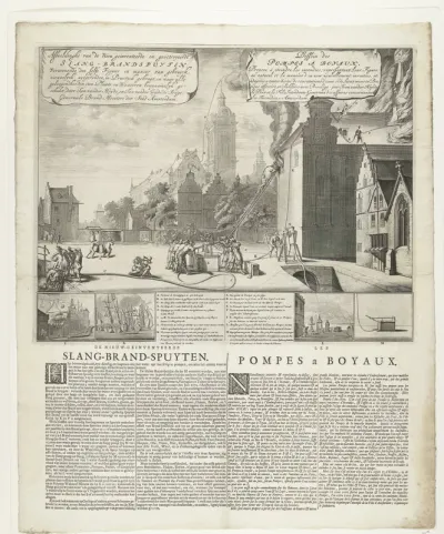 Toepassing van de nieuwe brandspuitslangen, 1677