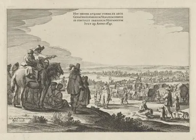 Toeschouwers bij het vertrek van het Spaanse garnizoen uit Gennep