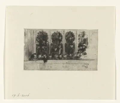 Toeschouwers op het balkon van de schouwburg
