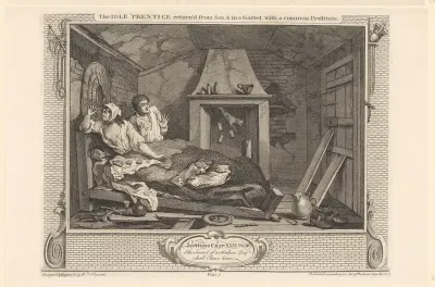 Tom Idle ligt in bed met een prostituée en schrikt omdat er een kat uit de schoorsteen valt