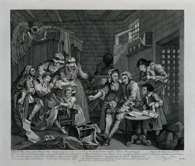 Tom Rakewell in a cell in the Fleet Prison