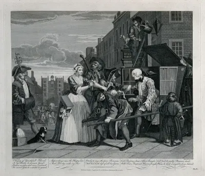 Tom Rakewell is arrested for debt on his way to the Royal Court to seek preferment when he is saved by Sarah Young