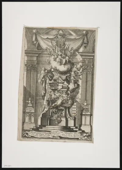 Tomb monument with Justice, angels, putti and baldachin
