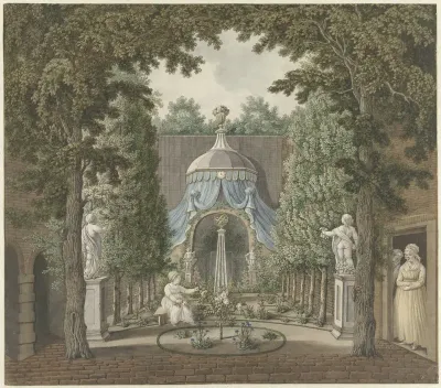 Toneelscène in een stadstuintje