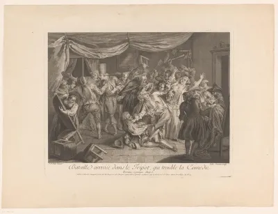 Toneelscène uit Paul Scarron's Roman Comique