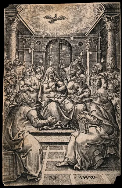 Tongues of fire descend on the apostles (Pentecost)