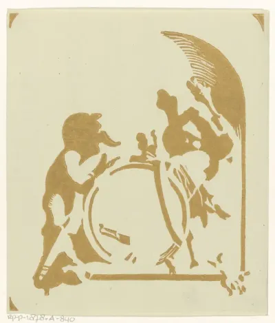 Toonblok van Allegorie met twee putti