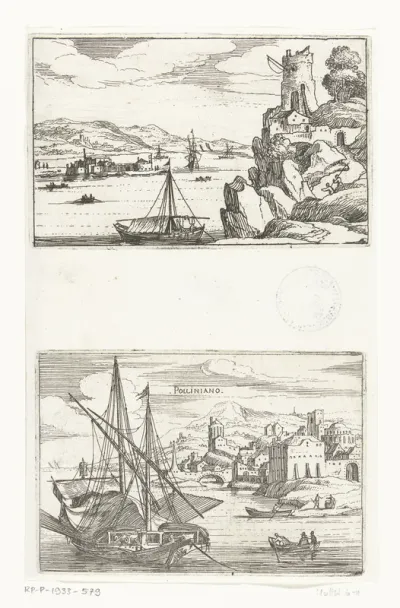 Toren aan de kust en Gezicht op Polignano a Mare