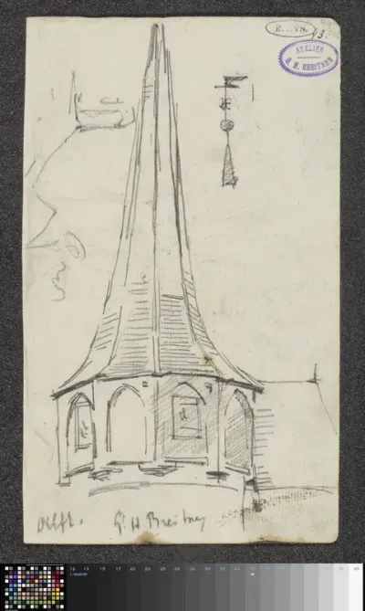Torenspits van de Oostpoort te Delft