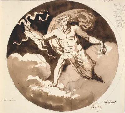 Torsdag. Jupiter med lynet i højre hånd