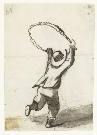 Touwtjespringende jongen, van achteren