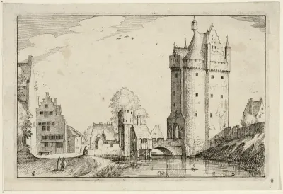 Town Gate, plate two after Pictures of Farms, Country Houses and Rustic Villages (Praediorum villarum et rusticarum casularum icones)