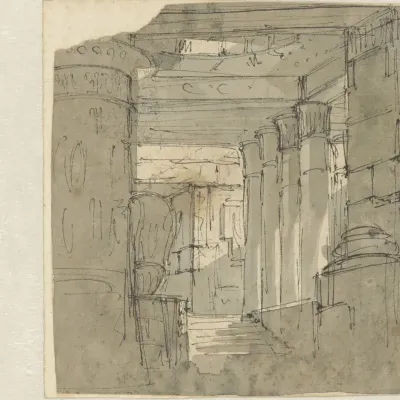 Trapopgang in een Egyptisch aandoende tempel