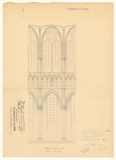 Travée du chœur restauré de la cathédrale de Soissons (1850)
