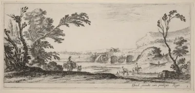 Travelers Fording a Stream