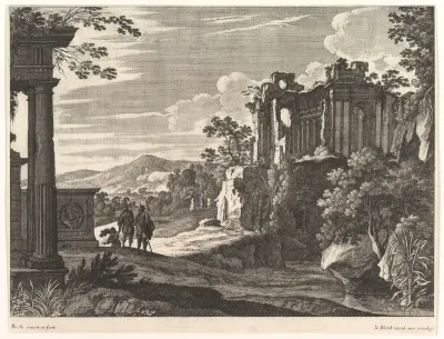 Travelers Visiting Ruins