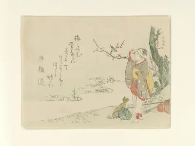 Traveling Woman Pauses to Listen to a Warbler